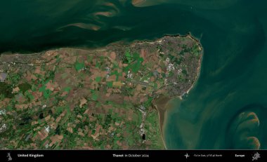 Thanet. Ekim 2024 'te Copernicus Sentinel karolarından oluşan bir uydu görüntüsü üzerinde Birleşik Krallık' ın idari alanı