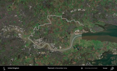 Thurrock. Kasım 2024 'te çekilen Kopernik Nöbetçi karolarından oluşan bir uydu görüntüsü üzerinde Birleşik Krallık' ın idari bölgesinin ana hatlarını belirledik.