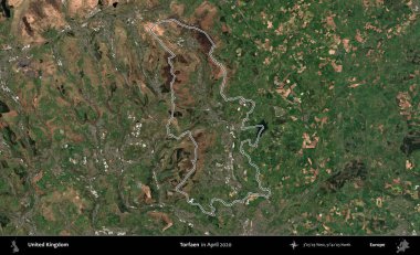 Torfaen. Nisan 2020 'de çekilen Kopernik Nöbetçi karolarından oluşan bir uydu görüntüsü üzerinde Birleşik Krallık' ın idari alanının ana hatlarını belirledik.