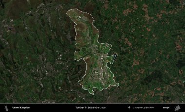 Torfaen. Birleşik Krallık 'ın idari alanı, Eylül 2020' de çekilen Kopernik Nöbetçi karolarından oluşan koyu renkli bir uydu görüntüsü üzerinde vurgulandı ve özetlendi.