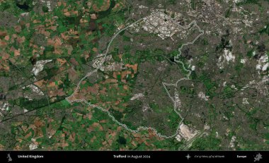 Trafford 'da. Ağustos 2024 'te çekilen Kopernik Nöbetçi karolarından oluşan bir uydu görüntüsü üzerinde Birleşik Krallık' ın idari bölgesinin ana hatlarını belirledik.
