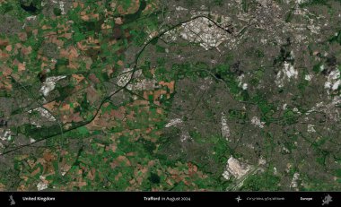 Trafford 'da. Ağustos 2024 'te çekilen Kopernik Nöbetçi karolarından oluşan bir uydu görüntüsü üzerinde Birleşik Krallık' ın idari alanı