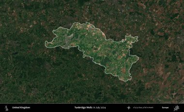 Tunbridge Wells 'de. Birleşik Krallık 'ın idari alanı, Temmuz 2024' te çekilen Kopernik Nöbetçi karolarından oluşan koyu renkli bir uydu görüntüsü üzerinde vurgulandı ve özetlendi.