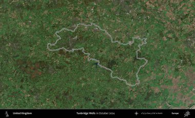Tunbridge Wells 'de. Ekim 2024 'te çekilen Kopernik Nöbetçi karolarından oluşan bir uydu görüntüsü üzerinde Birleşik Krallık' ın idari bölgesinin ana hatlarını belirledik.