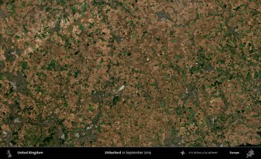 Uttlesford 'da. Eylül 2019 'da çekilen Kopernik Nöbetçi karolarından oluşan bir uydu görüntüsü üzerinde Birleşik Krallık' ın idari alanı