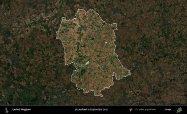 Uttlesford 'da. Birleşik Krallık 'ın idari alanı, Eylül 2020' de çekilen Kopernik Nöbetçi karolarından oluşan koyu renkli bir uydu görüntüsü üzerinde vurgulandı ve özetlendi.