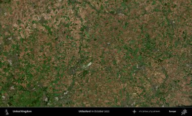 Uttlesford 'da. Ekim 2022 'de çekilen Kopernik Nöbetçi karolarından oluşan bir uydu görüntüsü üzerinde Birleşik Krallık' ın idari alanı