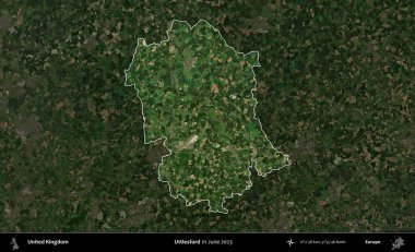 Uttlesford 'da. Birleşik Krallık 'ın idari alanı, Haziran 2023' te çekilen Kopernik Nöbetçi karolarından oluşan koyu renkli bir uydu görüntüsüyle vurgulanmış ve özetlenmiştir.