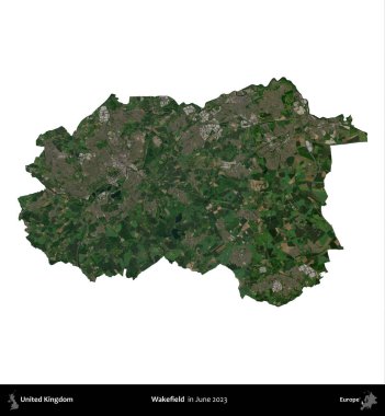 Wakefield 'da. Birleşik Krallık 'ın idari alanı, Haziran 2023' te çekilen Kopernik Nöbetçi karolarından oluşan bir uydu görüntüsü üzerinde beyaza izole edilmiştir.