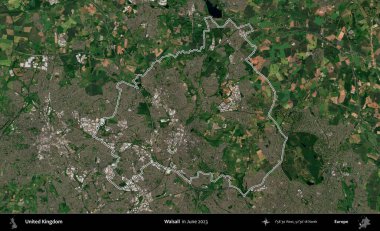 Walsall. Haziran 2023 'te çekilen Kopernik Nöbetçi karolarından oluşan bir uydu görüntüsü üzerinde Birleşik Krallık' ın idari alanının ana hatlarını belirledik.