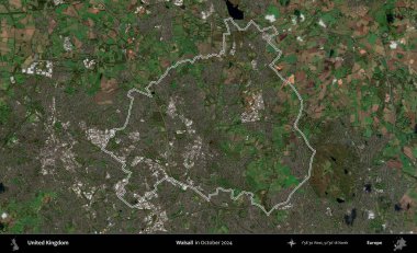 Walsall. Ekim 2024 'te çekilen Kopernik Nöbetçi karolarından oluşan bir uydu görüntüsü üzerinde Birleşik Krallık' ın idari bölgesinin ana hatlarını belirledik.