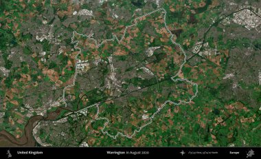 Warrington. Ağustos 2020 'de çekilen Copernicus Sentinel karolarından oluşan bir uydu görüntüsü üzerinde Birleşik Krallık' ın idari bölgesinin ana hatlarını belirledik.