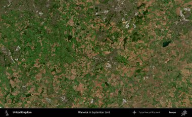 Warwick. Eylül 2018 'de çekilen Kopernik Nöbetçi karolarından oluşan bir uydu görüntüsü üzerinde Birleşik Krallık' ın idari alanı