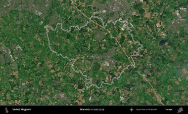 Warwick. Haziran 2024 'te çekilen Kopernik Nöbetçi karolarından oluşan bir uydu görüntüsü üzerinde Birleşik Krallık' ın idari alanının ana hatlarını belirledik.