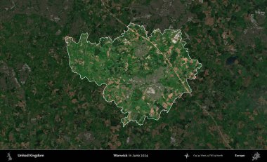Warwick. Birleşik Krallık 'ın idari alanı, Haziran 2024' te çekilen Kopernik Nöbetçi karolarından oluşan koyu renkli bir uydu görüntüsü üzerinde vurgulandı ve özetlendi.