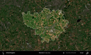 Warwick. Birleşik Krallık 'ın idari alanı, Temmuz 2024' te çekilen Kopernik Nöbetçi karolarından oluşan koyu renkli bir uydu görüntüsü üzerinde vurgulandı ve özetlendi.