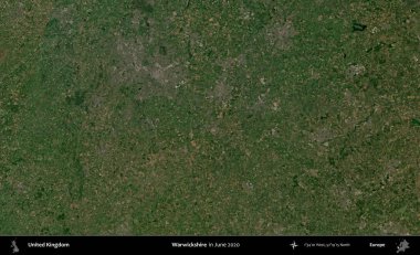 Warwickshire 'da. Haziran 2020 'de çekilen Kopernik Nöbetçi karolarından oluşan bir uydu görüntüsü üzerinde Birleşik Krallık' ın idari alanı