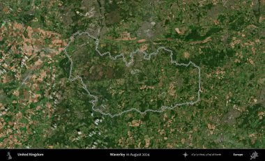 Waverley. Ağustos 2024 'te çekilen Kopernik Nöbetçi karolarından oluşan bir uydu görüntüsü üzerinde Birleşik Krallık' ın idari bölgesinin ana hatlarını belirledik.