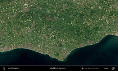 Varlıklı. Mayıs 2020 'de Copernicus Sentinel karolarından oluşan bir uydu görüntüsü üzerinde Birleşik Krallık' ın idari alanı
