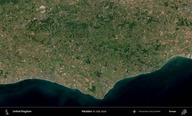Varlıklı. Temmuz 2020 'de çekilen Kopernik Nöbetçi karolarından oluşan bir uydu görüntüsü üzerinde Birleşik Krallık' ın idari alanı