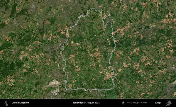 Tandridge. Ağustos 2024 'te çekilen Kopernik Nöbetçi karolarından oluşan bir uydu görüntüsü üzerinde Birleşik Krallık' ın idari bölgesinin ana hatlarını belirledik.