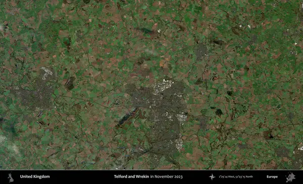 Telford ve Wrekin. Kopernik Sentinel 'in Kasım 2023' te çekilmiş uydu görüntüsü üzerine Birleşik Krallık 'ın idari bölgesi.