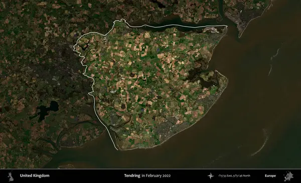 Dallanıp budaklanıyor. Birleşik Krallık 'ın idari alanı, Şubat 2022' de çekilen Kopernik Nöbetçi karolarından oluşan koyu renkli bir uydu görüntüsü üzerinde vurgulandı ve özetlendi.