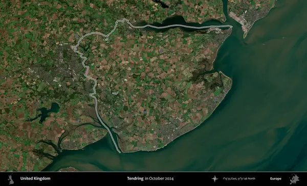 Dallanıp budaklanıyor. Ekim 2024 'te çekilen Kopernik Nöbetçi karolarından oluşan bir uydu görüntüsü üzerinde Birleşik Krallık' ın idari bölgesinin ana hatlarını belirledik.