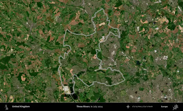 Üç Nehir. Temmuz 2024 'te çekilen Copernicus Sentinel karolarından oluşan bir uydu görüntüsü üzerinde Birleşik Krallık' ın idari bölgesinin ana hatlarını belirledik.