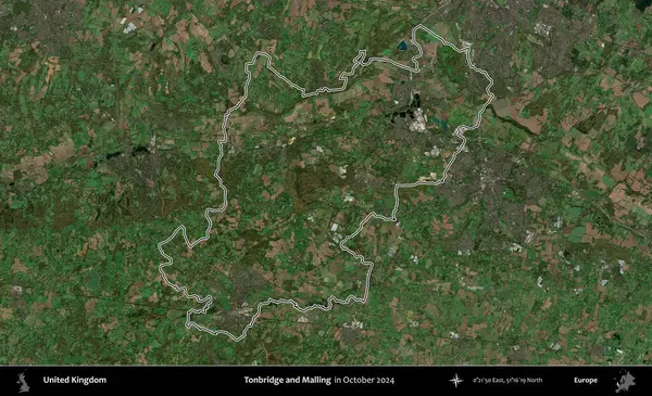 Tonbridge ve Malling. Ekim 2024 'te çekilen Kopernik Nöbetçi karolarından oluşan bir uydu görüntüsü üzerinde Birleşik Krallık' ın idari bölgesinin ana hatlarını belirledik.