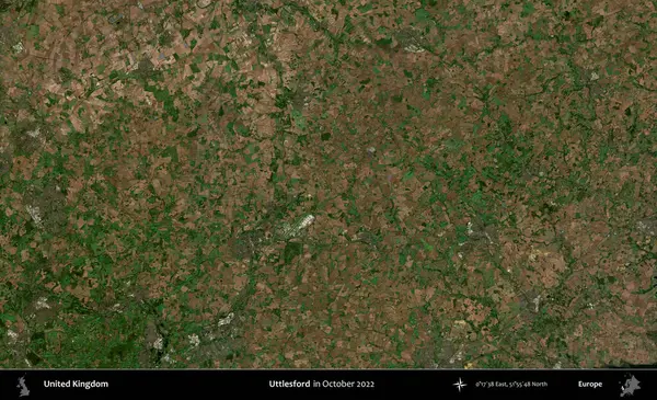 Uttlesford 'da. Ekim 2022 'de çekilen Kopernik Nöbetçi karolarından oluşan bir uydu görüntüsü üzerinde Birleşik Krallık' ın idari alanı
