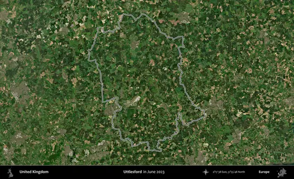 Uttlesford 'da. Haziran 2023 'te çekilen Kopernik Nöbetçi karolarından oluşan bir uydu görüntüsü üzerinde Birleşik Krallık' ın idari alanının ana hatlarını belirledik.