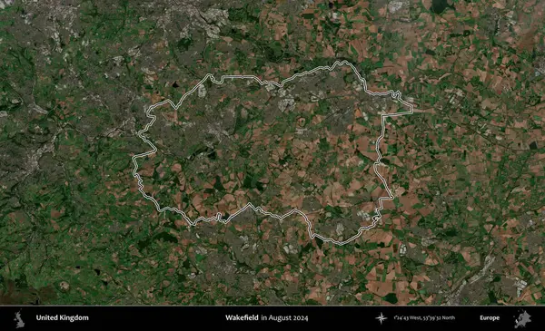 Wakefield 'da. Ağustos 2024 'te çekilen Kopernik Nöbetçi karolarından oluşan bir uydu görüntüsü üzerinde Birleşik Krallık' ın idari bölgesinin ana hatlarını belirledik.