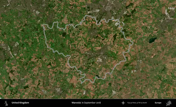 Warwick. Eylül 2018 'de çekilen Kopernik Nöbetçi karolarından oluşan bir uydu görüntüsü üzerinde Birleşik Krallık' ın idari alanının ana hatlarını belirledik.