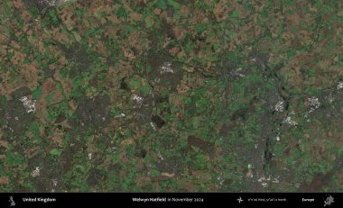 Welwyn Hatfield. Kopernik Sentinel 'in Kasım 2024' te çekilmiş uydu görüntüsü üzerinde Birleşik Krallık 'ın idari alanı