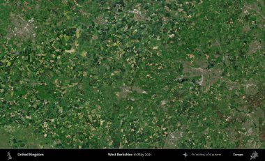 Batı Berkshire. Mayıs 2021 'de Copernicus Sentinel karolarından oluşan bir uydu görüntüsü üzerinde Birleşik Krallık' ın idari alanı