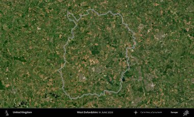 Batı Oxfordshire. Haziran 2020 'de çekilen Kopernik Nöbetçi karolarından oluşan bir uydu görüntüsü üzerinde Birleşik Krallık' ın idari alanının ana hatlarını belirledik.