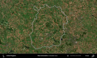 Batı Oxfordshire. Ekim 2022 'de çekilen Kopernik Nöbetçi karolarından oluşan bir uydu görüntüsü üzerinde Birleşik Krallık' ın idari alanının ana hatlarını belirledik.