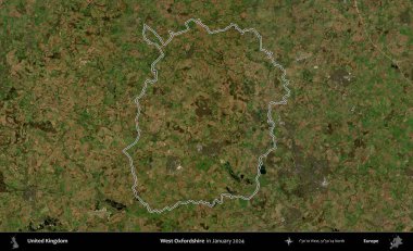 Batı Oxfordshire. Ocak 2024 'te çekilen Kopernik Nöbetçi karolarından oluşan bir uydu görüntüsü üzerinde Birleşik Krallık' ın idari bölgesinin ana hatlarını belirledik.