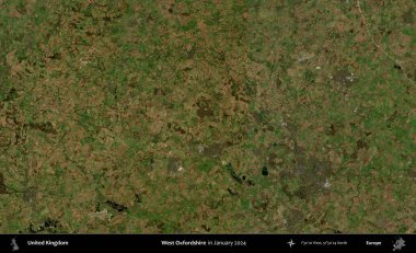 Batı Oxfordshire. Ocak 2024 'te Copernicus Sentinel karolarından oluşan bir uydu görüntüsü üzerinde Birleşik Krallık' ın idari alanı
