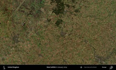 Batı Suffolk. Ocak 2024 'te Copernicus Sentinel karolarından oluşan bir uydu görüntüsü üzerinde Birleşik Krallık' ın idari alanı