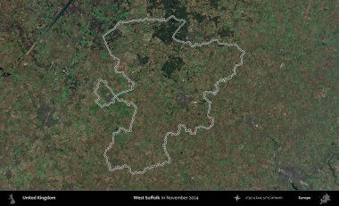 Batı Suffolk. Kasım 2024 'te çekilen Kopernik Nöbetçi karolarından oluşan bir uydu görüntüsü üzerinde Birleşik Krallık' ın idari bölgesinin ana hatlarını belirledik.