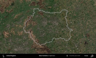 Batı Yorkshire. Nisan 2021 'de çekilen Kopernik Nöbetçi karolarından oluşan bir uydu görüntüsü üzerinde Birleşik Krallık' ın idari bölgesinin ana hatlarını belirledik.