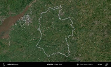 Wiltshire 'da. Haziran 2020 'de çekilen Kopernik Nöbetçi karolarından oluşan bir uydu görüntüsü üzerinde Birleşik Krallık' ın idari alanının ana hatlarını belirledik.