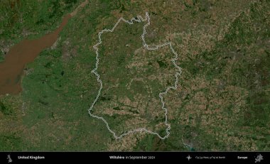 Wiltshire 'da. Eylül 2021 'de çekilen Kopernik Nöbetçi karolarından oluşan bir uydu görüntüsü üzerinde Birleşik Krallık' ın idari alanının ana hatlarını belirledik.