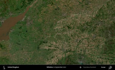 Wiltshire 'da. Eylül 2021 'de Copernicus Sentinel karolarından oluşan bir uydu görüntüsü üzerinde Birleşik Krallık' ın idari alanı