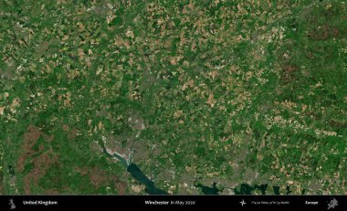 Winchester 'da. Mayıs 2020 'de Copernicus Sentinel karolarından oluşan bir uydu görüntüsü üzerinde Birleşik Krallık' ın idari alanı