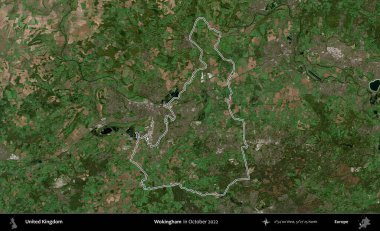 Wokingham. Ekim 2022 'de çekilen Kopernik Nöbetçi karolarından oluşan bir uydu görüntüsü üzerinde Birleşik Krallık' ın idari alanının ana hatlarını belirledik.