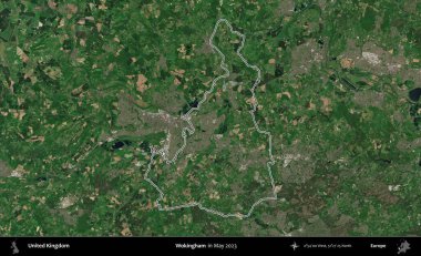 Wokingham. Mayıs 2023 'te çekilen Copernicus Sentinel karolarından oluşan bir uydu görüntüsü üzerinde Birleşik Krallık' ın idari alanının ana hatlarını belirledik.