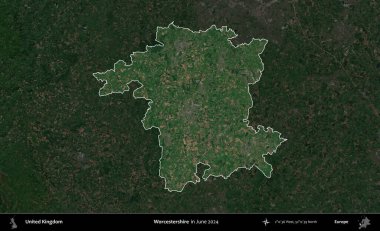 Worcestershire 'da. Birleşik Krallık 'ın idari alanı, Haziran 2024' te çekilen Kopernik Nöbetçi karolarından oluşan koyu renkli bir uydu görüntüsü üzerinde vurgulandı ve özetlendi.